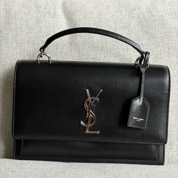 Saint Laurent Sunset Black Leather Bag - Picture 1 of 7